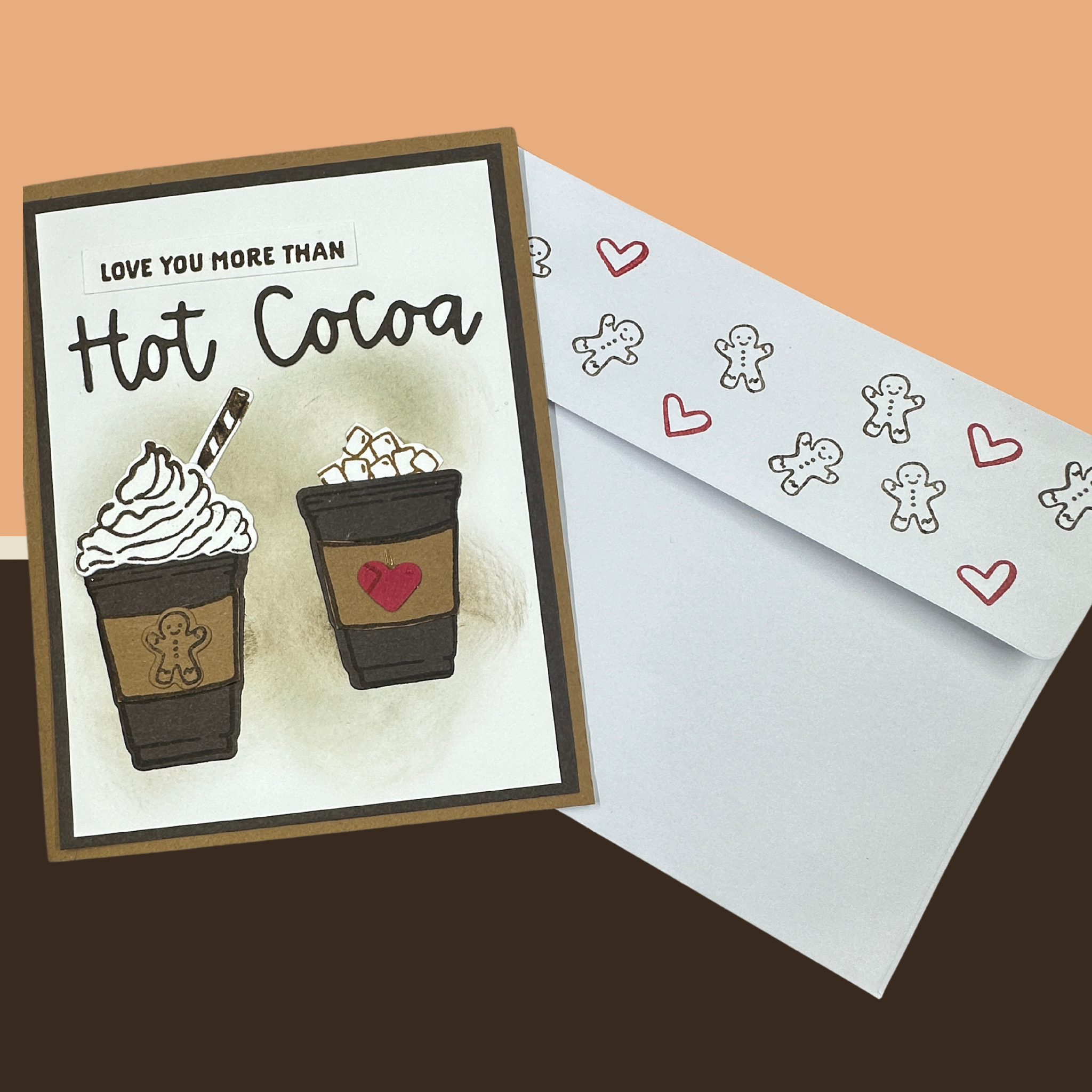 Cozy Hot Cocoa Greeting Card – Love You More than Hot Cocoa – Whipped Cream & Marshmallow Design