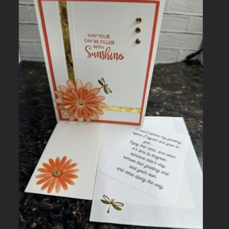 Lovely Daisy Greeting Card with Gold Accents - "May Your Day Be Filled with Sunshine"