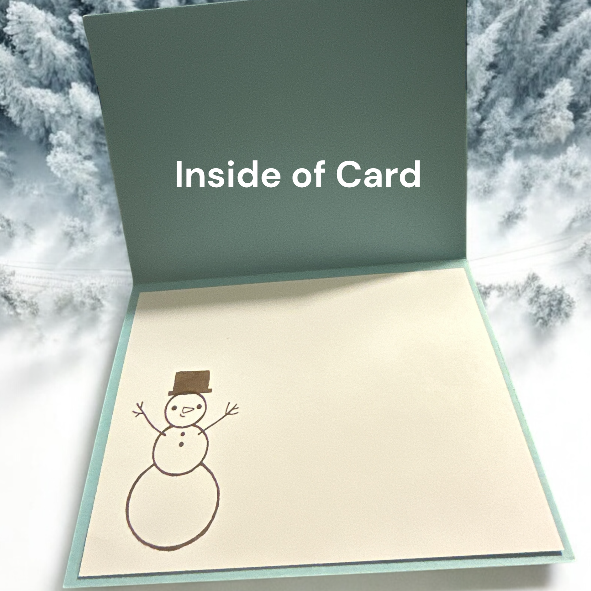 Snowman Christmas Card with Welcoming Home, Snowy Winter Scene, Holiday Cheer