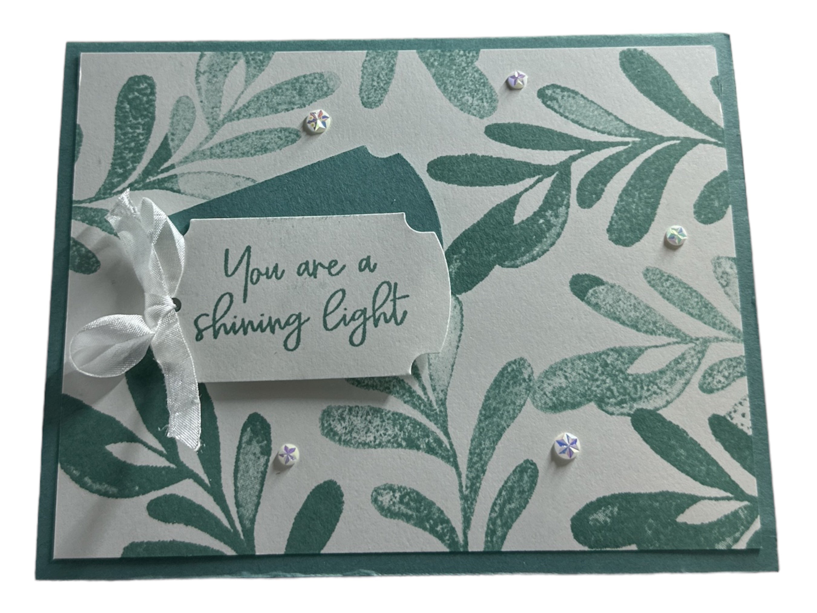 Inspiring Greeting Card with Elegant Leaves and Ribbon - You Are a Shining Star