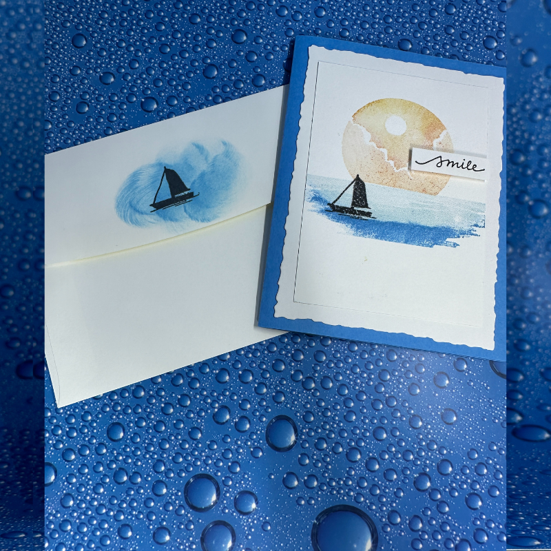 Tranquil Moonlit Lake Greeting Card with Dolphin - Smile