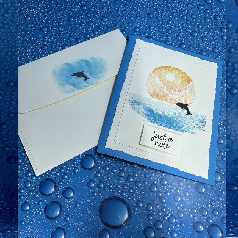 Tranquil Moonlit Lake Greeting Card with Dolphin - Just A Note