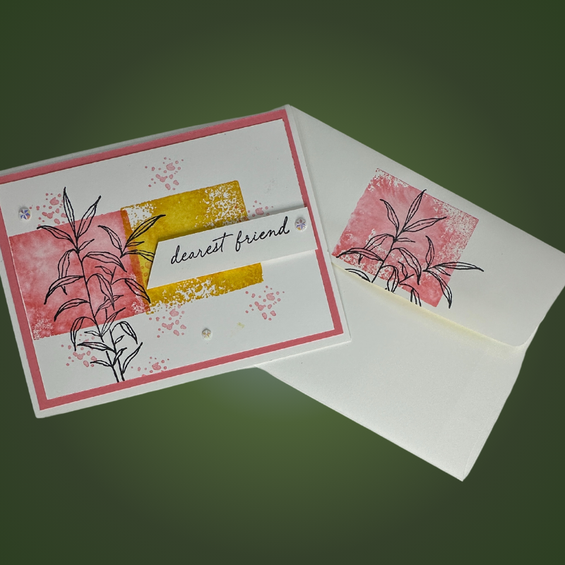 Handmade Greeting Card with Stamped Leaf Design - Dearest Friend