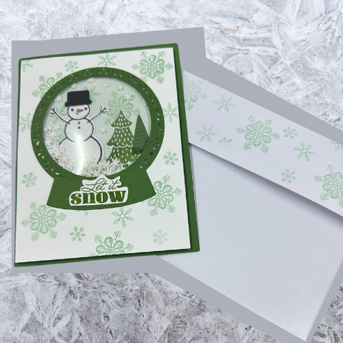 Snowman Winter Greeting Card with Shaker Snow Globe Effect, Season's Let It Snow Holiday Card