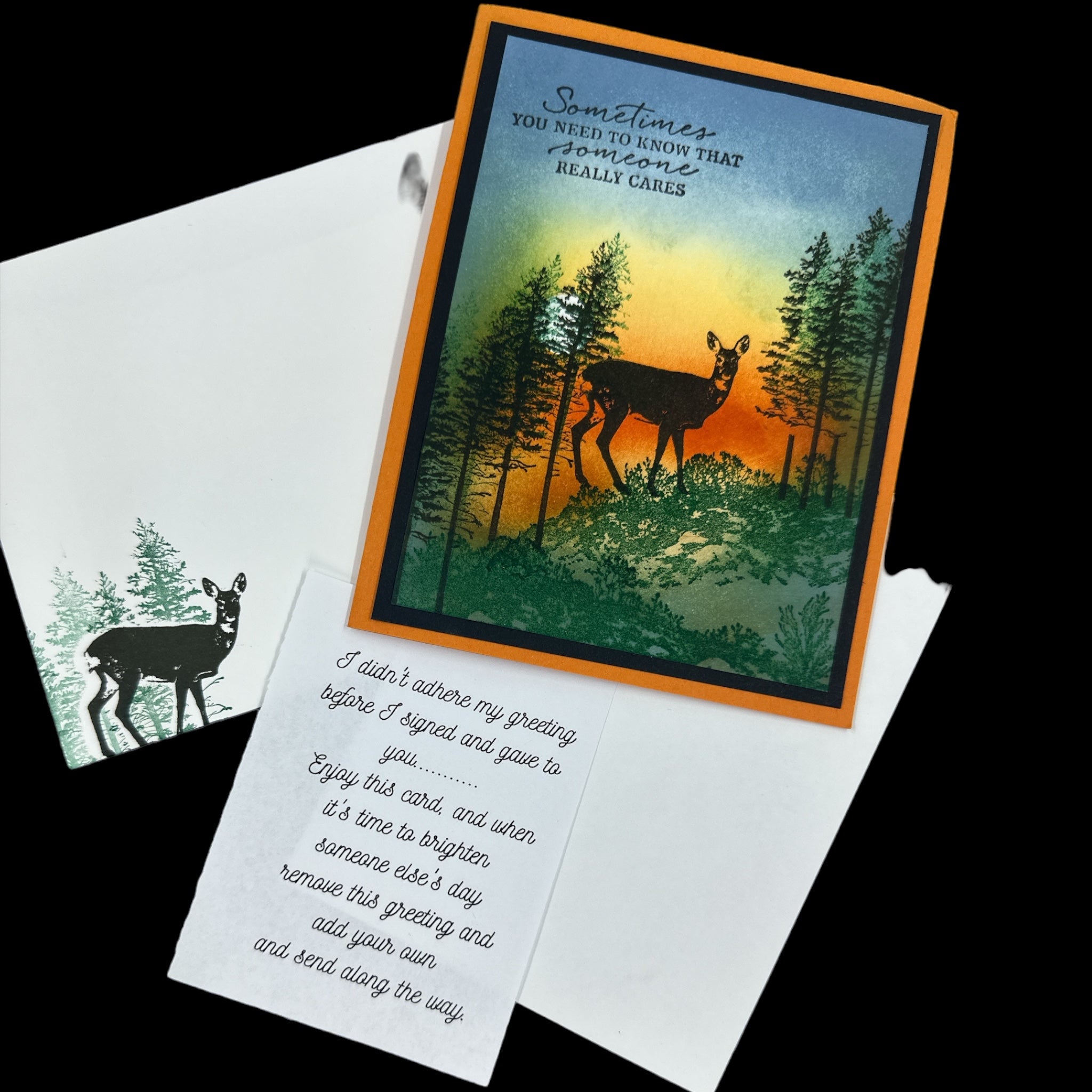 Deer in Forest Card with Sunset - Sometimes You Need to Know Someone Cares