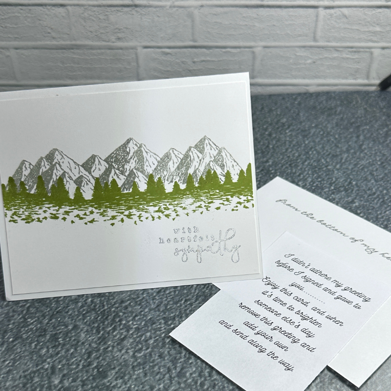 With Heartfelt Sympathy- Serene Mountains Sympathy Card - Blue Sky - Handmade Greeting