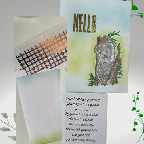 Cute Handcolored Koala Bear HELLO Greeting Card - Blank Inside