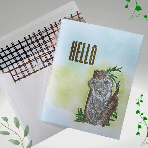 Cute Handcolored Koala Bear HELLO Greeting Card - Blank Inside